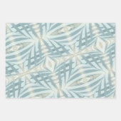 Glanzend blauw bladpatroon inpakpapier vel (Voorkant)