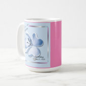 Glanzend Blauw Bloem Bruiloft Koffiemok (Voorkant links)