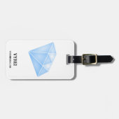 Glanzend blauw diamant karaat bagagelabel (Voorkant horizontaal)