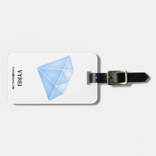 Glanzend blauw diamant karaat bagagelabel (Voorkant horizontaal)