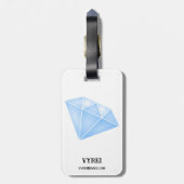 Glanzend blauw diamant karaat bagagelabel (Achterkant verticaal)