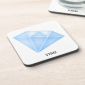 Glanzend blauw diamant karaat bier onderzetter (Linkerzijde)