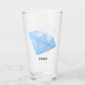 Glanzend blauw diamant karaat glas (Voorkant)