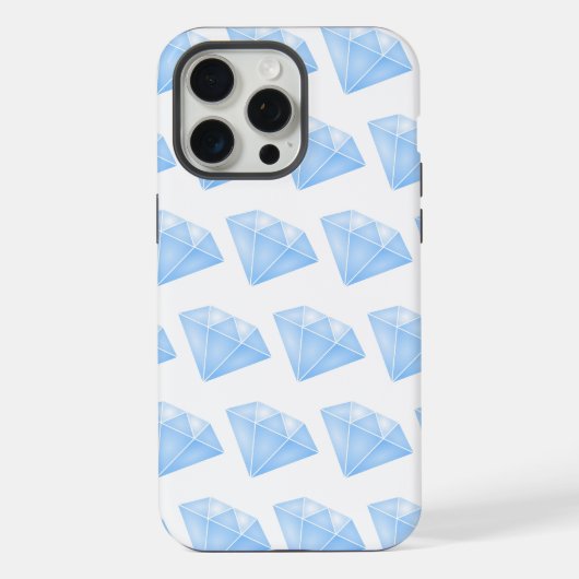 Glanzend blauw diamant karaat iPhone hoesje (Achterkant)