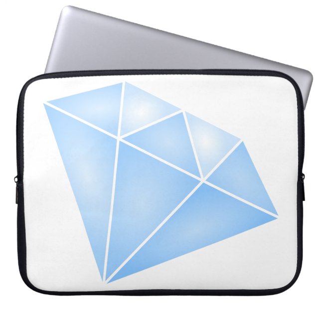 Glanzend blauw diamant karaat laptop sleeve (Voorkant)
