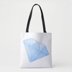Glanzend blauw diamant karaat tote bag