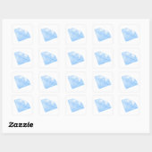 Glanzend blauw diamant karaat vierkante sticker (Vel)
