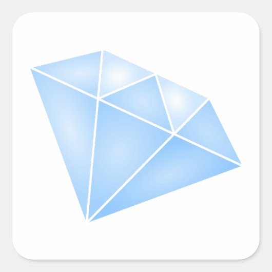 Glanzend blauw diamant karaat vierkante sticker (Voorkant)