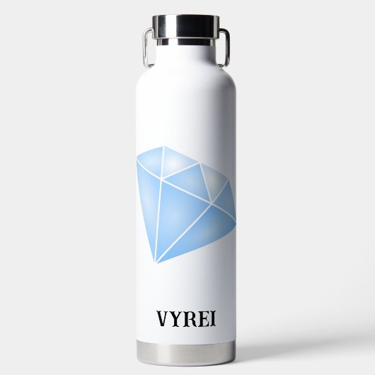 Glanzend blauw diamant karaat waterfles (Voorkant)