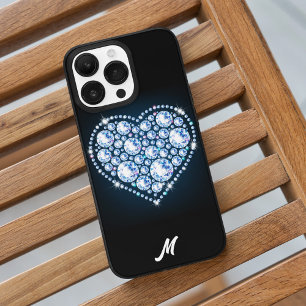 Glanzend blauw diamanten hart elegante Valentijnsd Case-Mate iPhone 14 Pro Max Hoesje