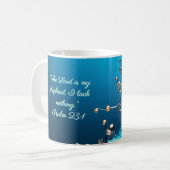 Glanzend Blauw en God Frame Aanpasbaar Koffiemok (Voorkant links)