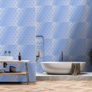 Glanzend blauw Folie rooster Behang