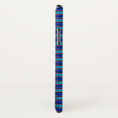 Glanzend blauw gestreept patroon Case-Mate iPhone case (Achterkant / rechts)