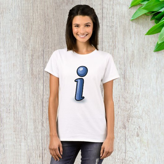 Glanzend Blauw Info-Icoon Symbool T-shirt