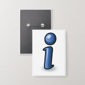 Glanzend Blauw Informatie-Icoon Symbool Button (Voorkant / Achterkant)