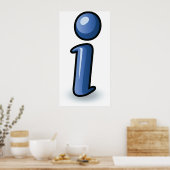 Glanzend Blauw Informatie Pictogram Symbool Poster (Keuken)