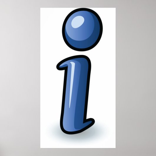 Glanzend Blauw Informatie Pictogram Symbool Poster (Voorkant)