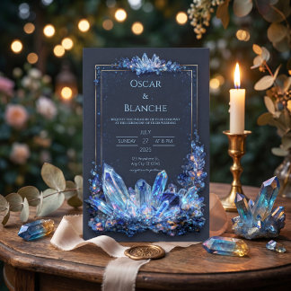 Glanzend Blauw Mineraal Verguld Dubbel Frame Trouw Kaart