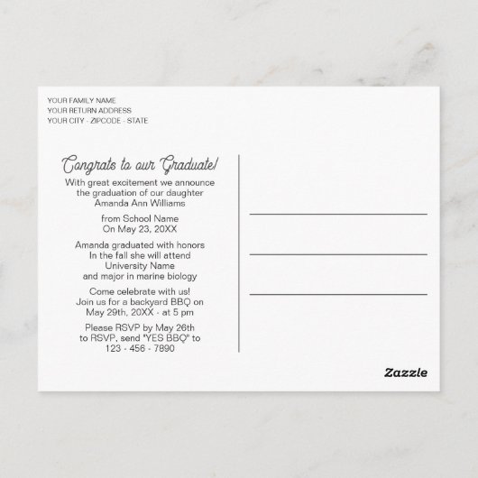 Glanzend Blauwgroen Blauw Groen Afstuderen Aankond Briefkaart (Achterkant)