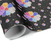Glanzend Bloem Motief met Edelstenen Cadeaupapier (Rol Hoek)