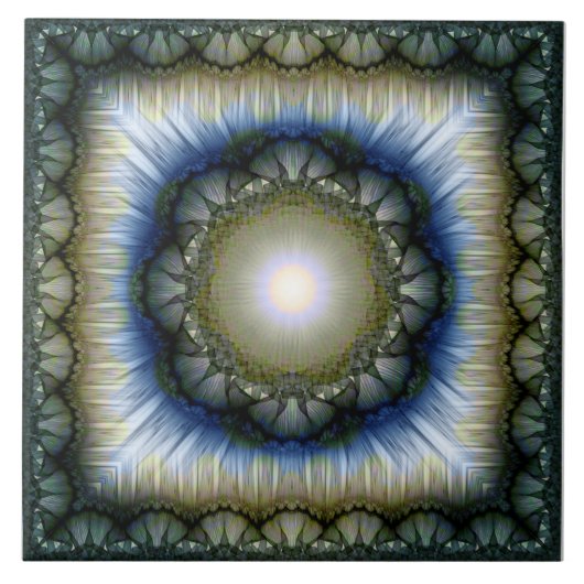 Glanzend bloemradiatiepatroon tegeltje (Voorkant)