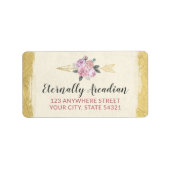 Glanzend Boheemse Bloemige Pijl Roze Goud Adres Etiket (Voorkant)