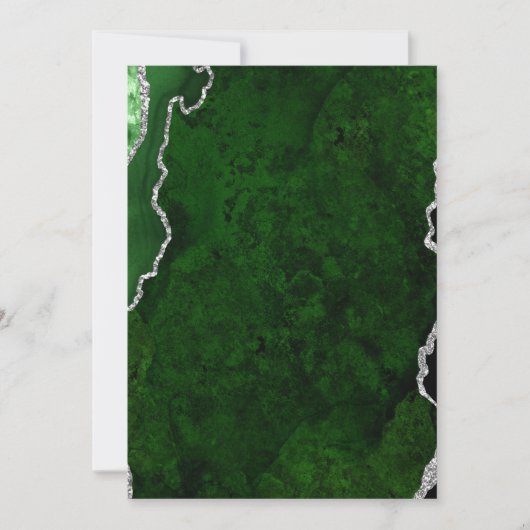 Glanzend bosgroen marmer chic zilver glitters kaart (Voorkant)