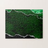 Glanzend bosgroen marmer chic zilver glitters legpuzzel (Horizontaal)