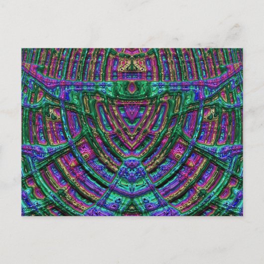 Glanzend Briefkaart 3D Groen Blauw Paars Zany (Voorkant)