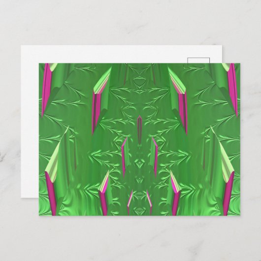 Glanzend Briefkaart 3D Roze Groene Zany (Voorkant / Achterkant)
