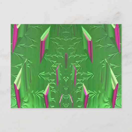 Glanzend Briefkaart 3D Roze Groene Zany (Voorkant)