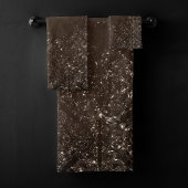 glanzend brons | Rich Brown Glam Damask Bad Handdoek
