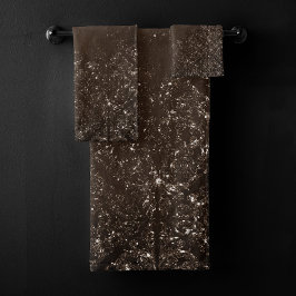 glanzend brons | Rich Brown Glam Damask Bad Handdoek