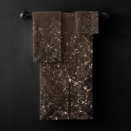glanzend brons | Rich Brown Glam Damask Bad Handdoek