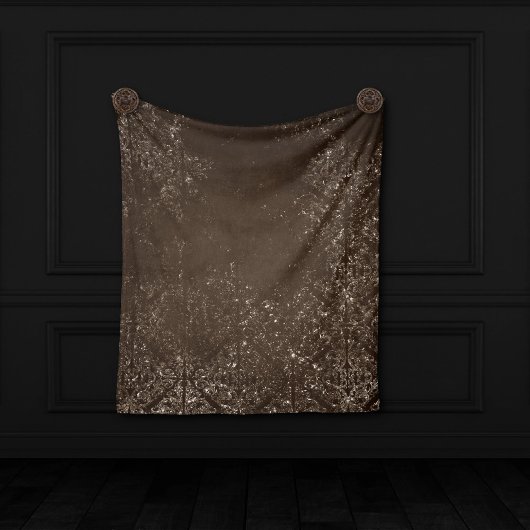 glanzend brons | Rich Brown Glam Damask Fleece Deken