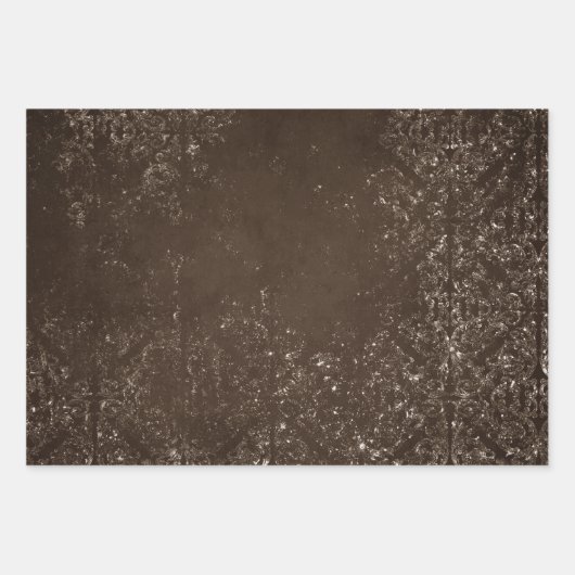 glanzend brons | Rich Brown Glam Damask Inpakpapier Vel (Voorkant)