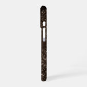 glanzend brons | Rich Brown Glam Damask iPhone 16 Hoesje (Linkerkant)