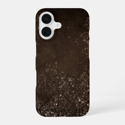 glanzend brons | Rich Brown Glam Damask iPhone 16 Hoesje (Achterkant)