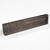 glanzend brons | Rich Brown Glam Damask Naambordje