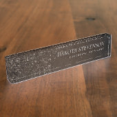 glanzend brons | Rich Brown Glam Damask Naambordje (Zijkant)