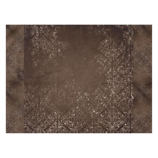 glanzend brons | Rich Brown Glam Damask Tafelkleed (Voorkant (Horizontaal))