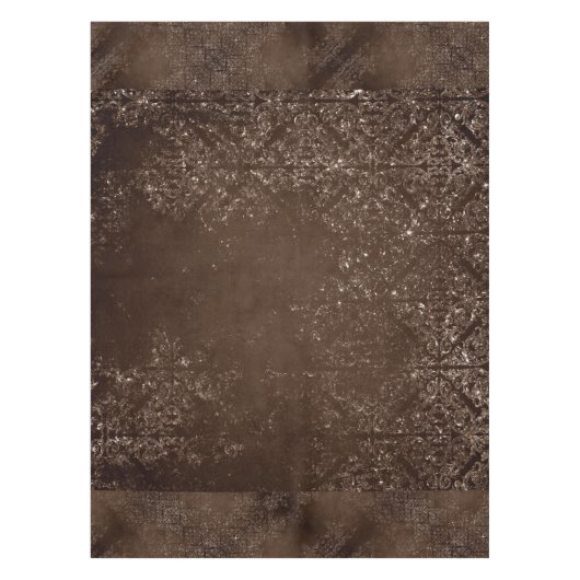 glanzend brons | Rich Brown Glam Damask Tafelkleed (Voorkant)