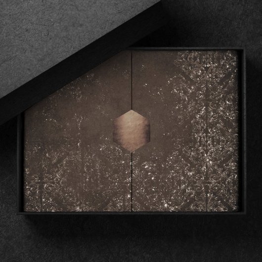 glanzend brons | Rich Brown Glam Damask Tissuepapier