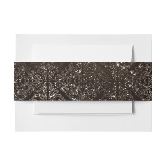 glanzend brons | Rich Brown Glam Damask Uitnodigingen Wikkel (Voorkant Voorbeeld)