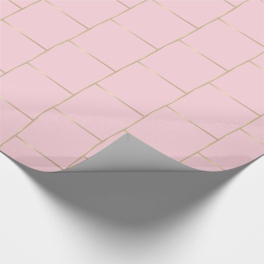 Glanzend chique design roze kleur goud gestreepte  cadeaupapier (Hoek)