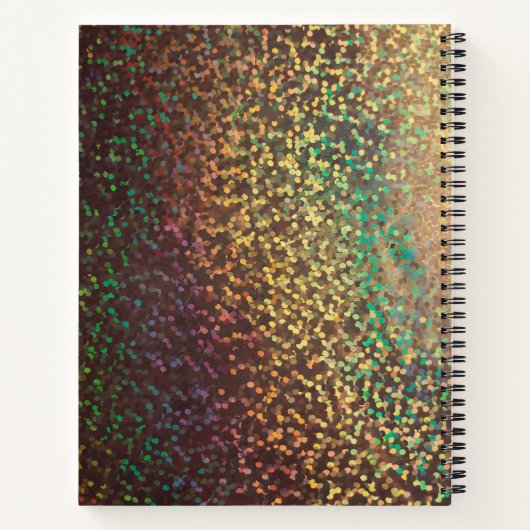 Glanzend, confetti, veelkleurig notitieboek (Achterkant)