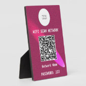 Glanzend Diep Roze Leren Gratis Wifi Scan & QR Cod Fotoplaat (Zijkant)