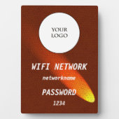 Glanzend Donkerbruin Leren Deel Wifi-Netwerk Fotoplaat (voorkant)