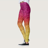 Glanzend donkerroze en geel verloop glitter licent leggings (Links)