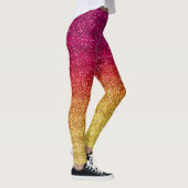 Glanzend donkerroze en geel verloop glitter licent leggings (Rechts)